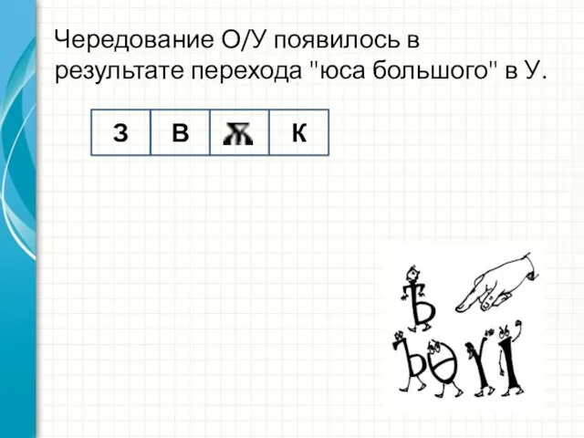 Чередование О/У появилось в результате перехода "юса большого" в У. З В У К