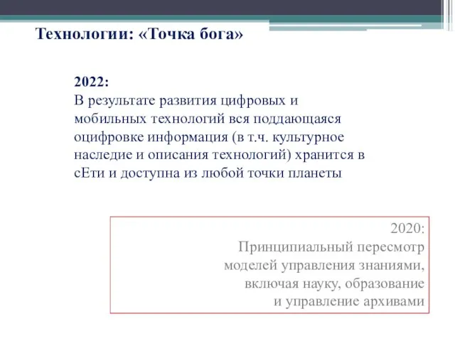 Технологии: «Точка бога» 2022: В результате развития цифровых и мобильных технологий