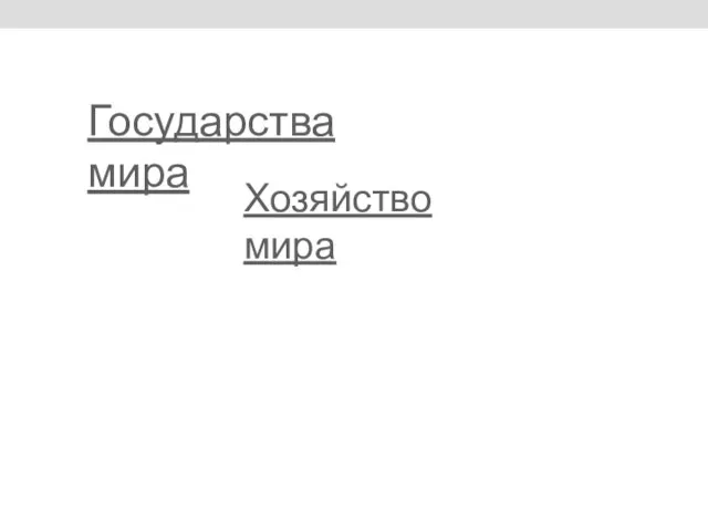 Государства мира Хозяйство мира