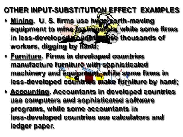 OTHER INPUT-SUBSTITUTION EFFECT EXAMPLES Mining. U. S. firms use huge earth-moving