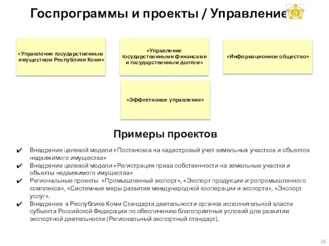 Госпрограммы и проекты / Управление Примеры проектов Внедрение целевой модели «Постановка