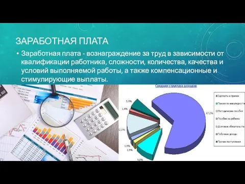 ЗАРАБОТНАЯ ПЛАТА Заработная плата - вознаграждение за труд в зависимости от