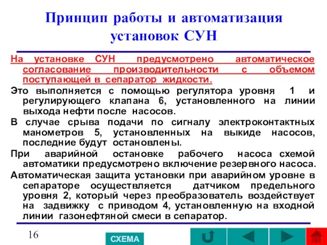 Принцип работы и автоматизация установок СУН На установке СУН предусмотрено автоматическое