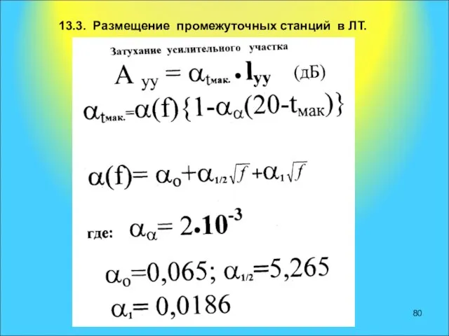 13.3. Размещение промежуточных станций в ЛТ.