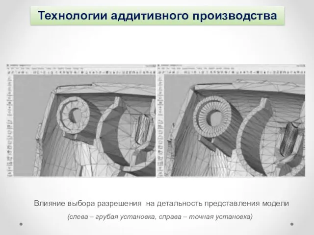 Влияние выбора разрешения на детальность представления модели (слева – грубая установка,