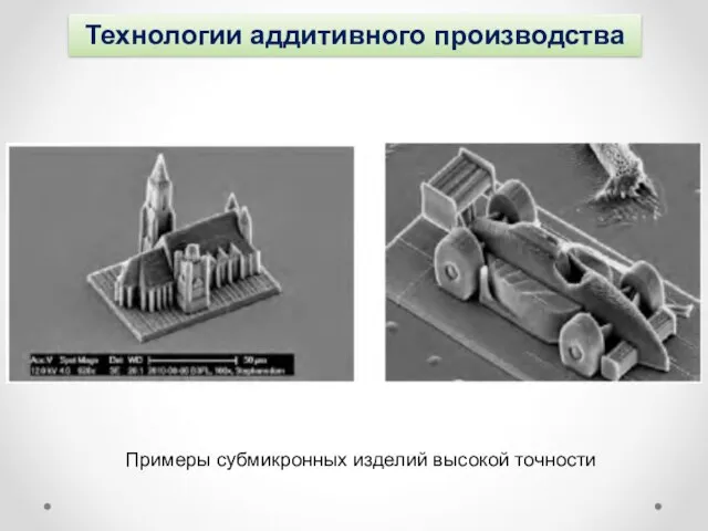 Технологии аддитивного производства Примеры субмикронных изделий высокой точности