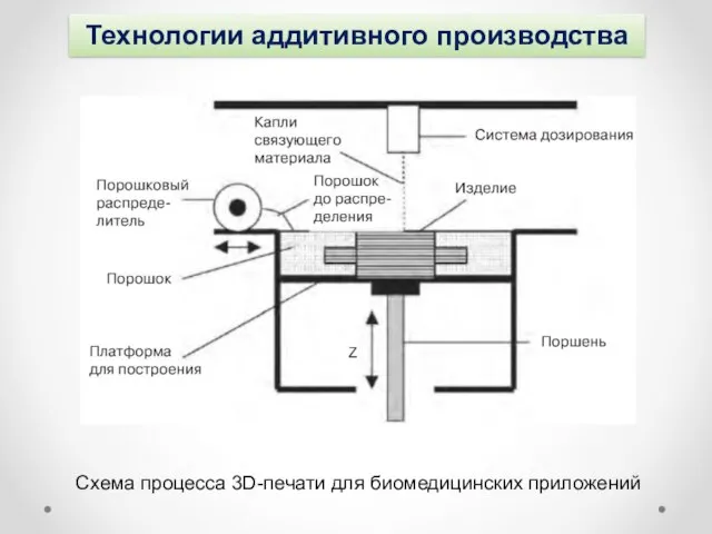 Технологии аддитивного производства Схема процесса 3D-печати для биомедицинских приложений