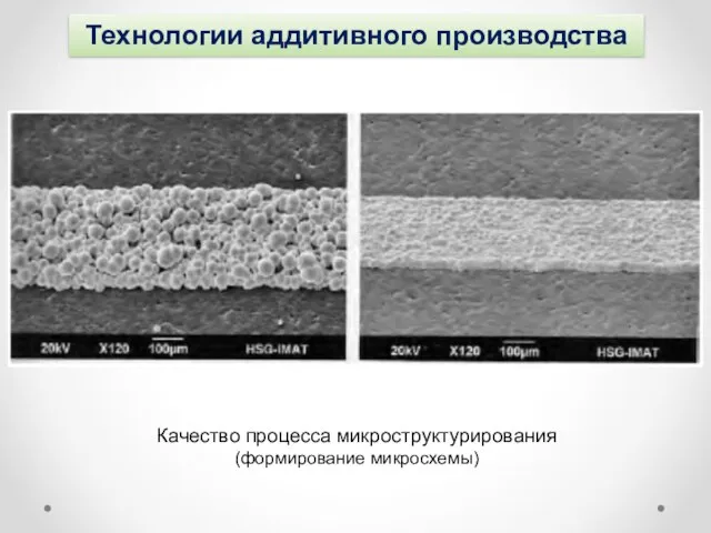 Технологии аддитивного производства Качество процесса микроструктурирования (формирование микросхемы)