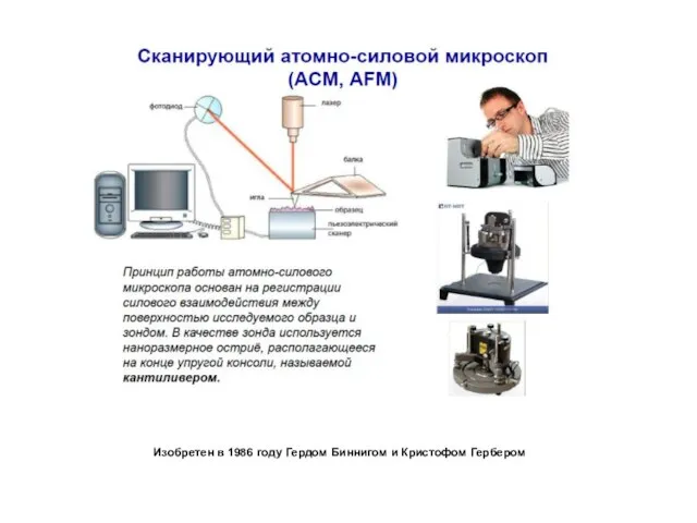 Изобретен в 1986 году Гердом Биннигом и Кристофом Гербером