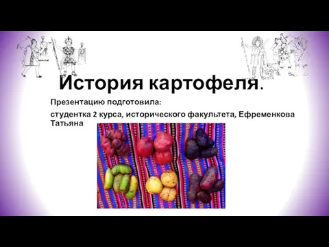 История картофеля. Презентацию подготовила: студентка 2 курса, исторического факультета, Ефременкова Татьяна