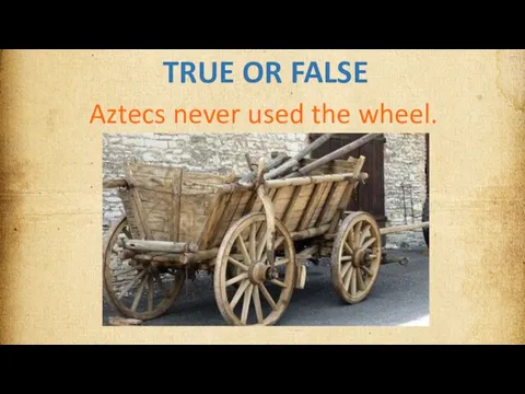 TRUE OR FALSE Aztecs never used the wheel.