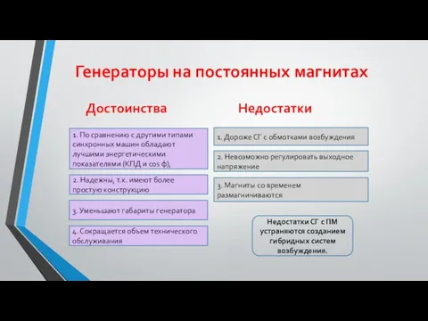 Генераторы на постоянных магнитах 1. По сравнению с другими типами синхронных