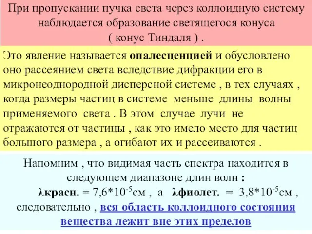 Это явление называется опалесценцией и обусловлено оно рассеянием света вследствие дифракции