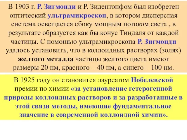 В 1903 г. Р. Зигмонди и Р. Зидентопфом был изобретен оптический