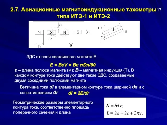 2.7. Авиационные магнитоиндукционные тахометры типа ИТЭ-1 и ИТЭ-2 ЭДС от поля