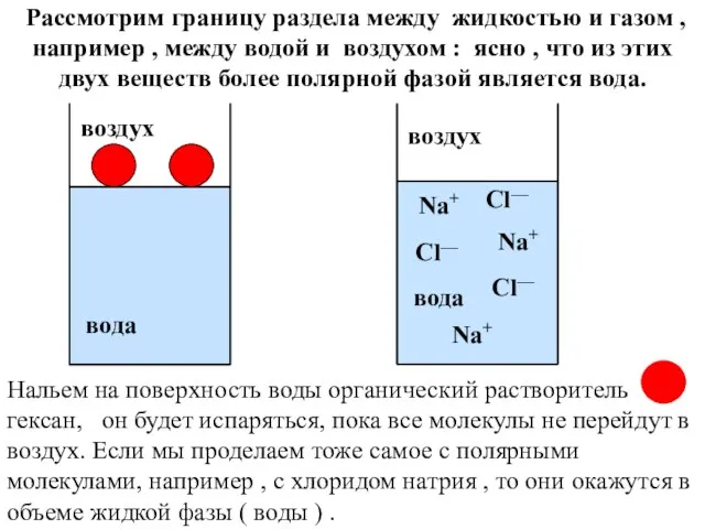 Рассмотрим границу раздела между жидкостью и газом , например , между