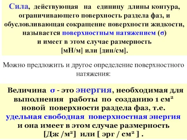 Величина σ - это энергия, необходимая для выполнения работы по созданию