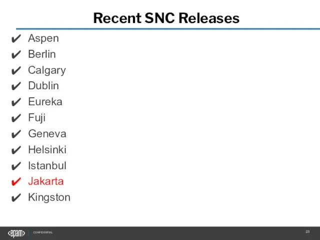 Recent SNC Releases Aspen Berlin Calgary Dublin Eureka Fuji Geneva Helsinki Istanbul Jakarta Kingston