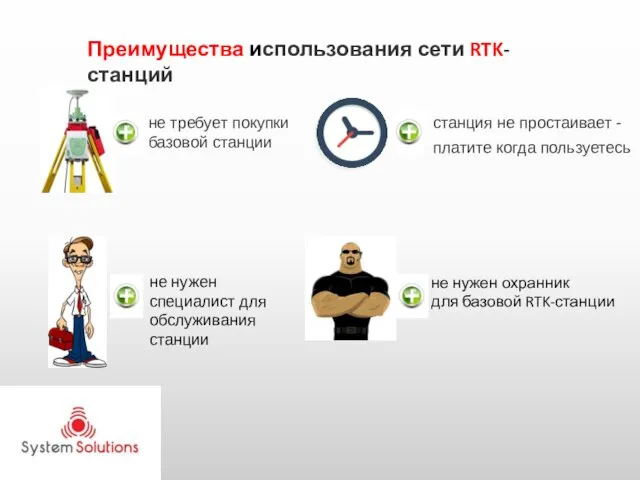 не нужен охранник для базовой RTK-станции не требует покупки базовой станции