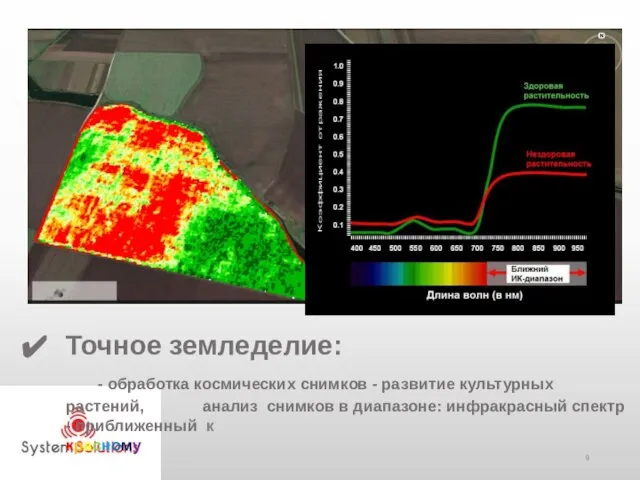 Точное земледелие: - обработка космических снимков - развитие культурных растений, анализ