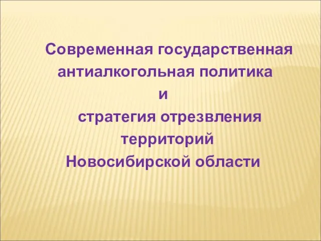 Современная государственная антиалкогольная политика и стратегия отрезвления территорий Новосибирской области