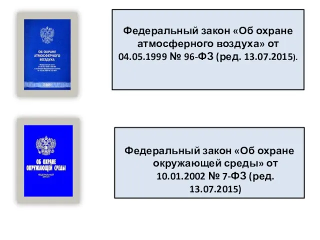 Федеральный закон «Об охране атмосферного воздуха» от 04.05.1999 № 96-ФЗ (ред.