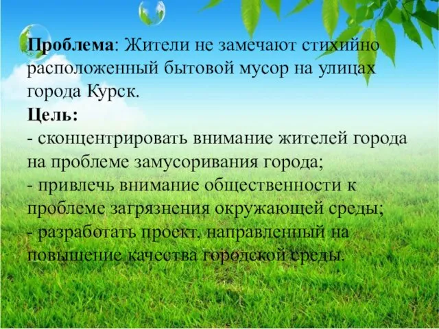 Проблема: Жители не замечают стихийно расположенный бытовой мусор на улицах города