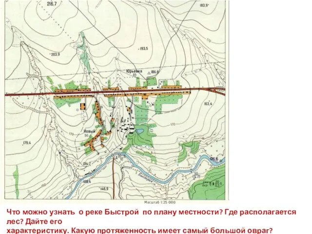 Что можно узнать о реке Быстрой по плану местности? Где располагается