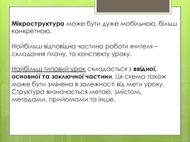 Мікроструктура може бути дуже мобільною, більш конкретною. Найбільш відповідна частина роботи