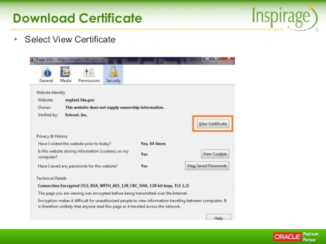 Download Certificate Select View Certificate