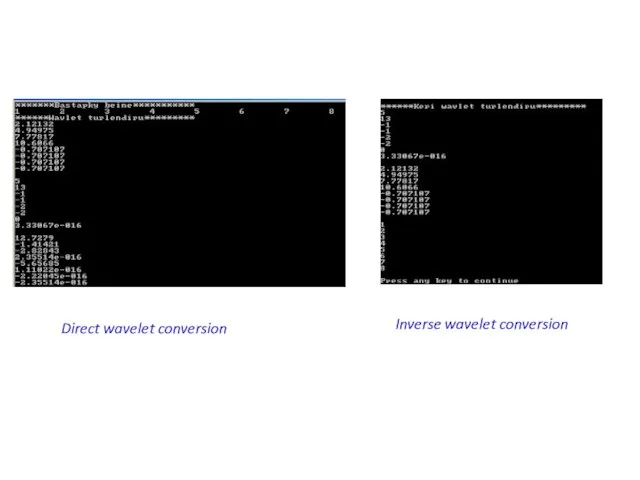 Direct wavelet conversion Inverse wavelet conversion