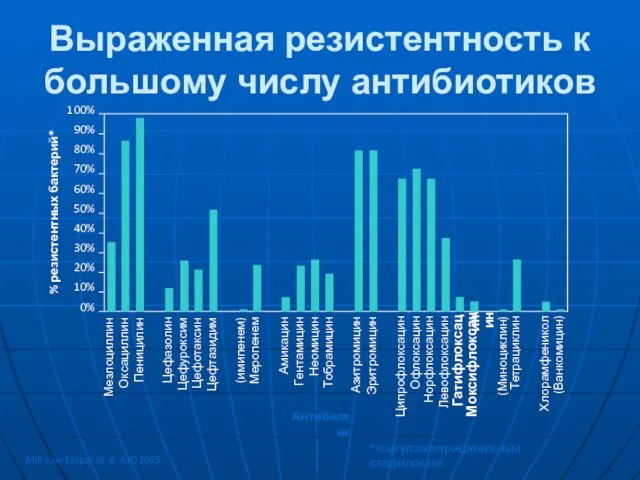 Выраженная резистентность к большому числу антибиотиков Miño de Kaspar et al.