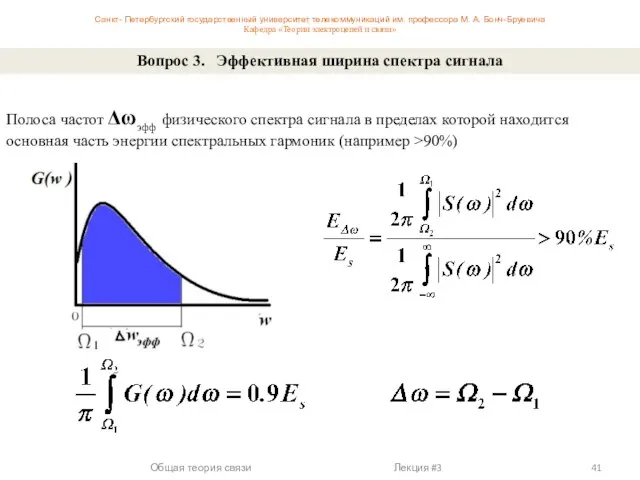 Вопрос 3. Эффективная ширина спектра сигнала Полоса частот Δωэфф физического спектра