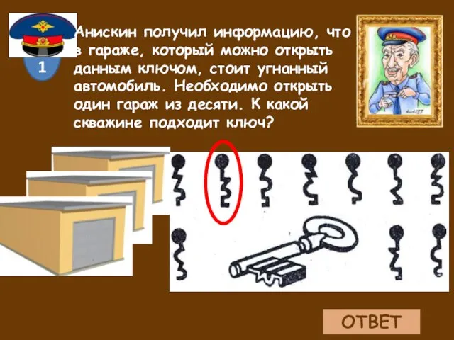 Анискин получил информацию, что в гараже, который можно открыть данным ключом,