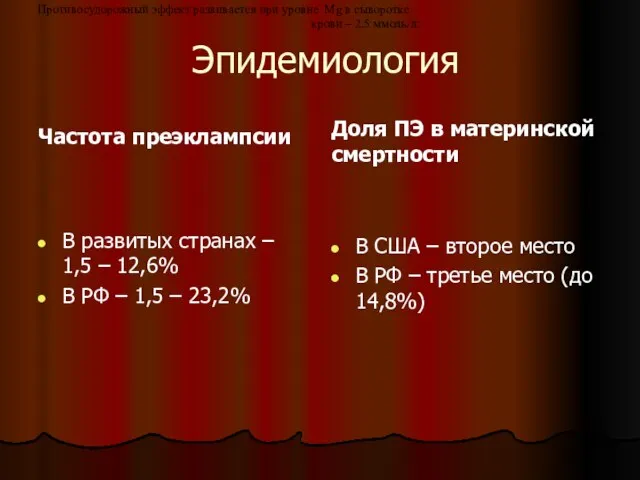 ; Эпидемиология Частота преэклампсии В развитых странах – 1,5 – 12,6%