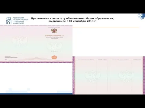 Приложение к аттестату об основном общем образовании, выдаваемое с 01 сентября 2013 г.