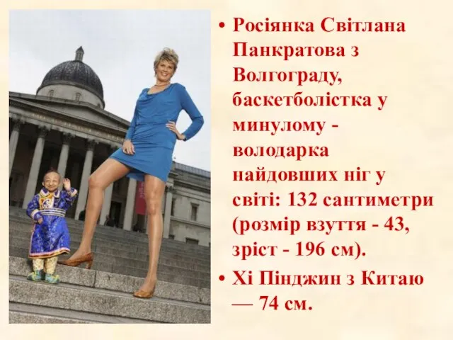 Росіянка Світлана Панкратова з Волгограду, баскетболістка у минулому - володарка найдовших