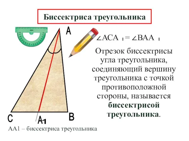 А В А Отрезок биссектрисы угла треугольника, соединяющий вершину треугольника с