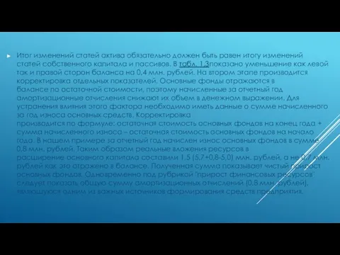 Итог изменений статей актива обязательно должен быть равен итогу изменений статей