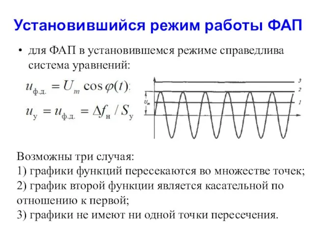 Установившийся режим работы ФАП для ФАП в установившемся режиме справедлива система