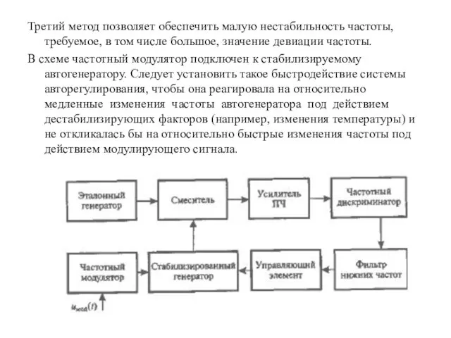 Третий метод позволяет обеспечить малую нестабильность частоты, требуемое, в том числе