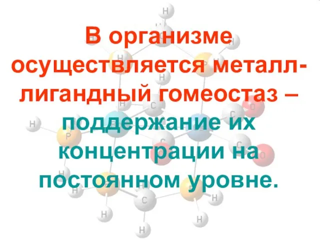 В организме осуществляется металл-лигандный гомеостаз – поддержание их концентрации на постоянном уровне.