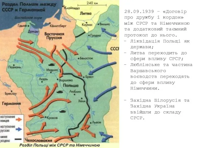 28.09.1939 – «Договір про дружбу і кордон» між СРСР та Німеччиною