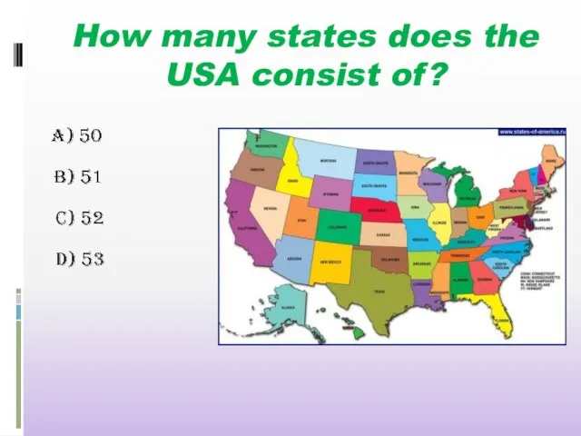 How many states does the USA consist of?