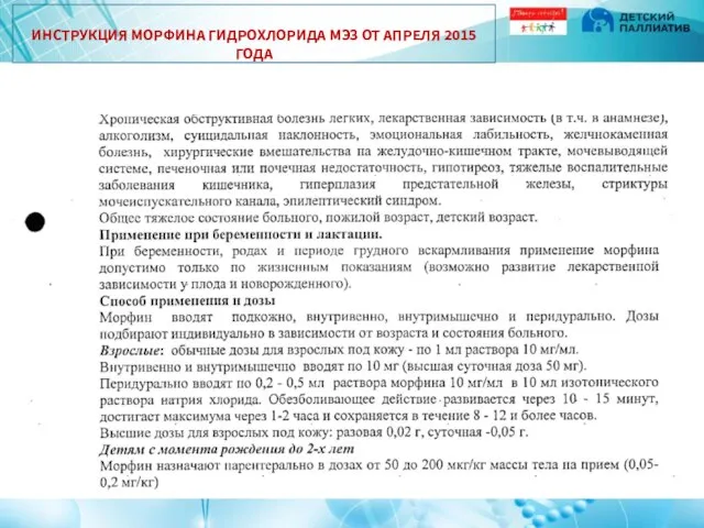 ИНСТРУКЦИЯ МОРФИНА ГИДРОХЛОРИДА МЭЗ ОТ АПРЕЛЯ 2015 ГОДА