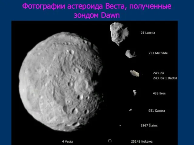 Фотографии астероида Веста, полученные зондом Dawn