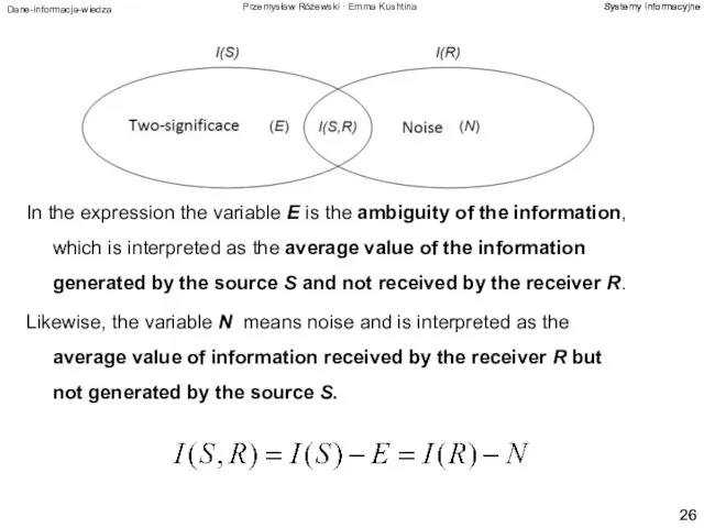 In the expression the variable E is the ambiguity of the