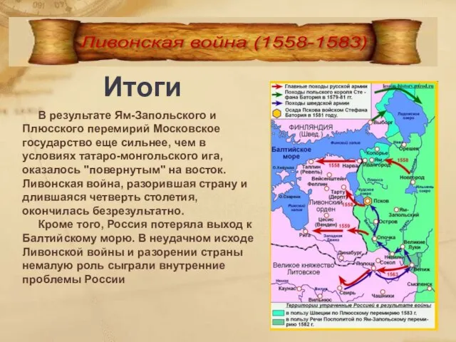 Ян Матейко. «Стефан Баторий под Псковом». Итоги В результате Ям-Запольского и