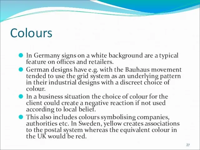 Colours In Germany signs on a white background are a typical