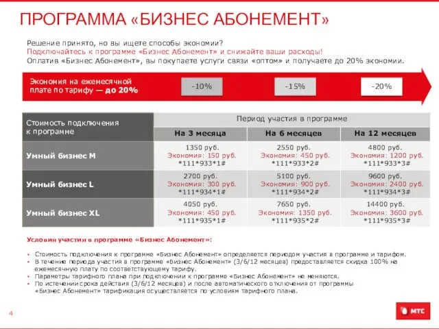 -10% -15% -20% Экономия на ежемесячной плате по тарифу — до